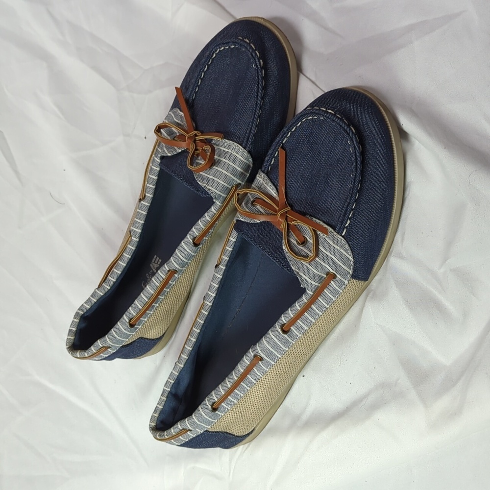 American Eagle AE Sz 13 Loafers Blue Striped Boat Shoes